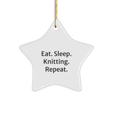 Knitting Enthusiasts' Delight - Eat. Sleep. Knitting. Repeat. Star Ornament Gifts for Knitting Lovers - Gifts from Friends - Image 1